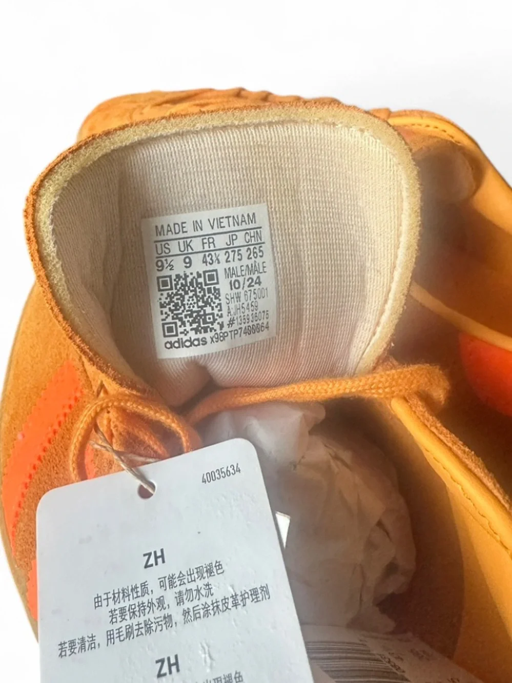 adidas BRMD Orange Suede Low-Top Sneakers with Gum Sole Size US 9.5 Men’s